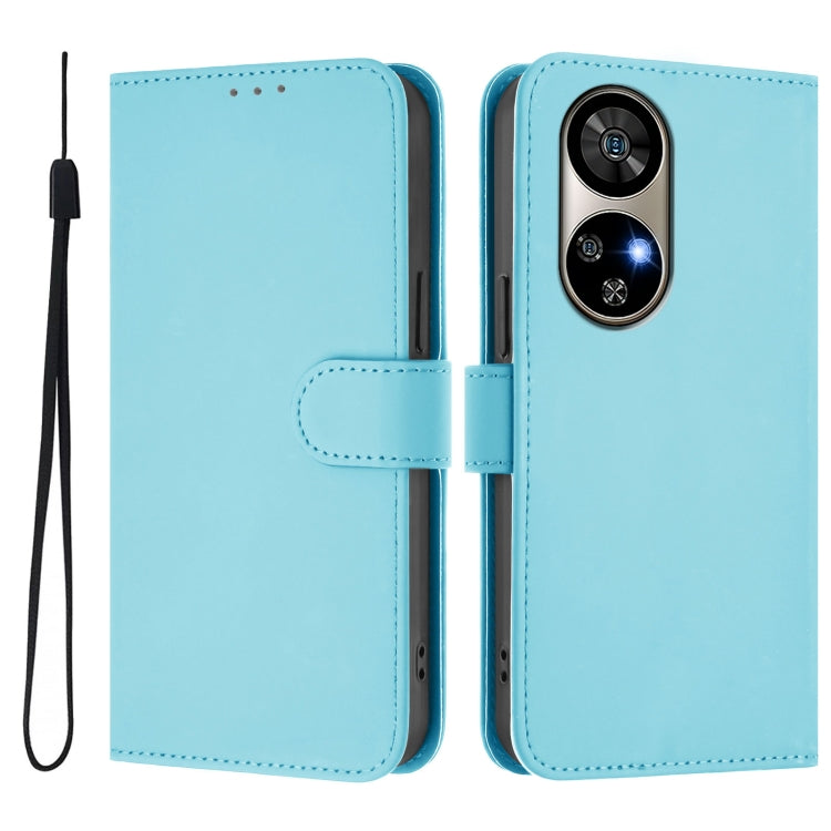 For Ulefone Note 17 Pro Skin Feel Solid Color Leather Phone Case with Lanyard