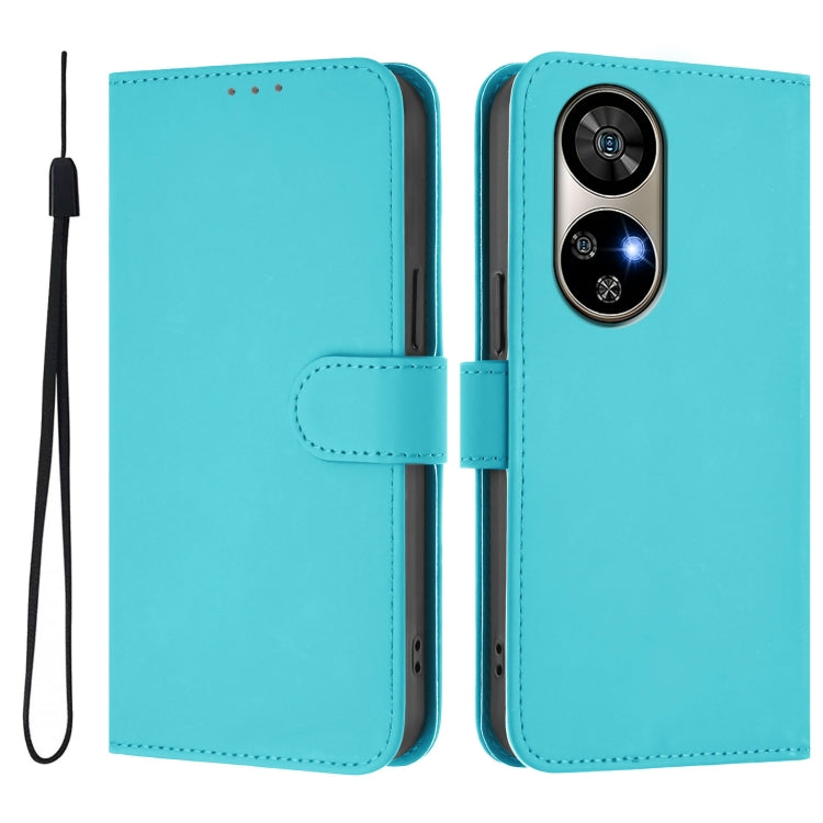 For Ulefone Note 17 Pro Skin Feel Solid Color Leather Phone Case with Lanyard