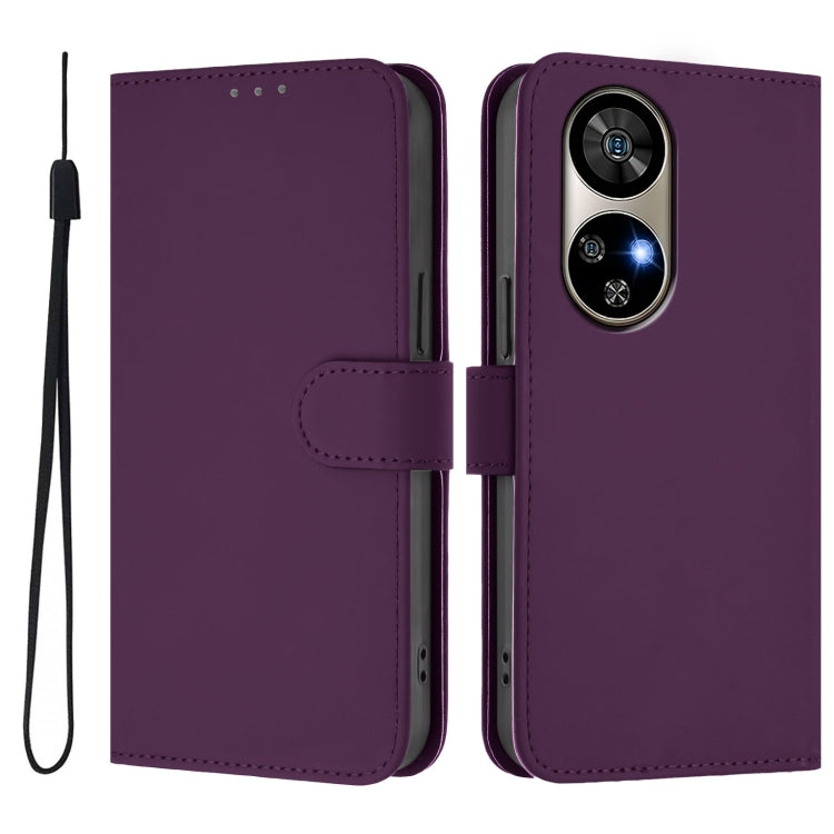 For Ulefone Note 17 Pro Skin Feel Solid Color Leather Phone Case with Lanyard