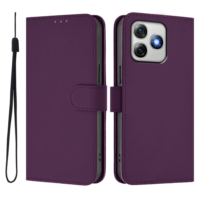 For Ulefone Note 18 Ultra Skin Feel Solid Color Leather Phone Case with Lanyard