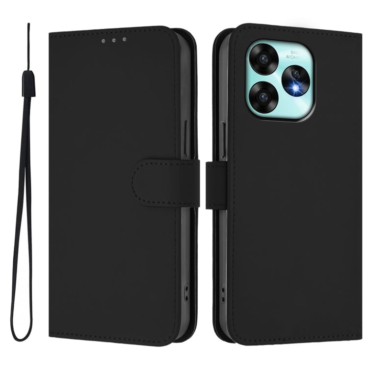 For Umidigi A15 / A15C / A15T Skin Feel Solid Color Leather Phone Case with Lanyard