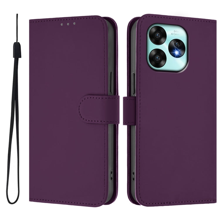 For Umidigi A15 / A15C / A15T Skin Feel Solid Color Leather Phone Case with Lanyard