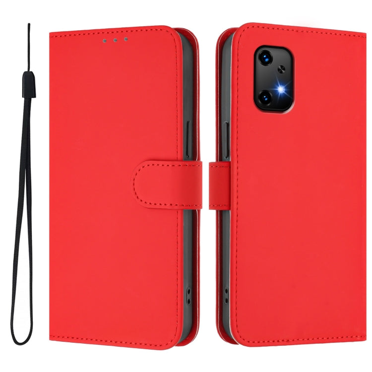 For Umidigi Bison X20 Skin Feel Solid Color Leather Phone Case with Lanyard