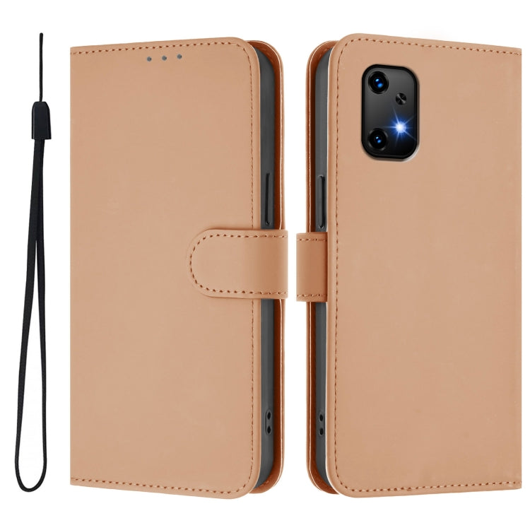 For Umidigi Bison X20 Skin Feel Solid Color Leather Phone Case with Lanyard