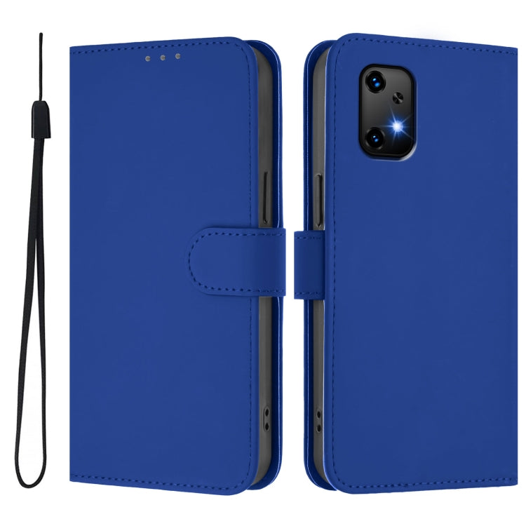 For Umidigi Bison X20 Skin Feel Solid Color Leather Phone Case with Lanyard