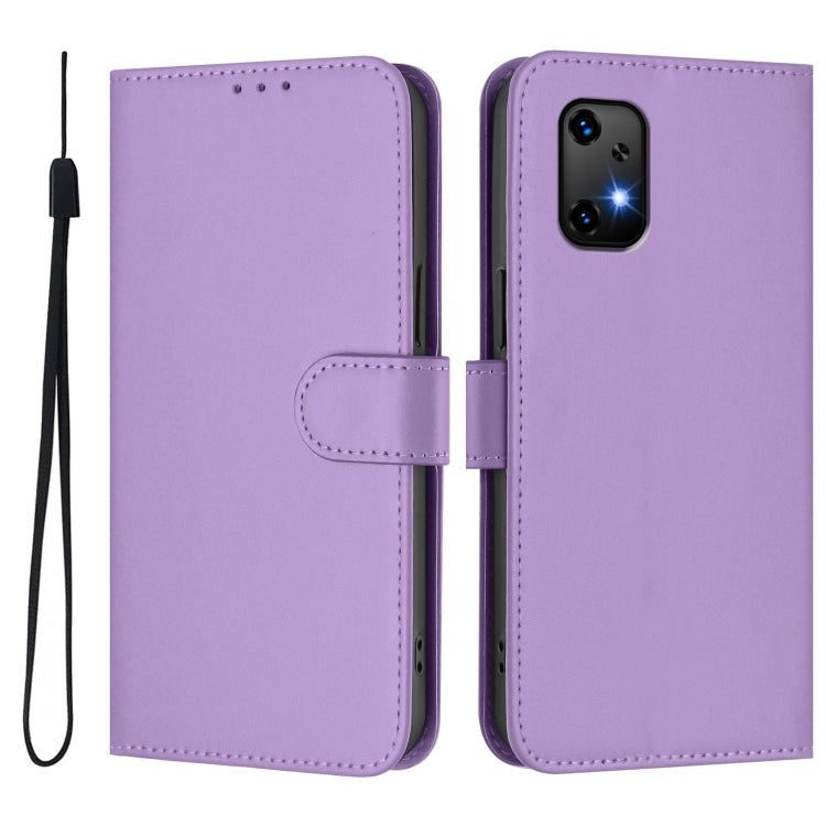For Umidigi Bison X20 Skin Feel Solid Color Leather Phone Case with Lanyard