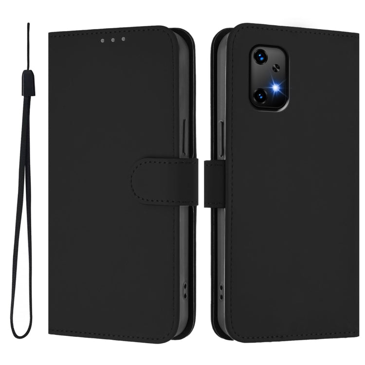 For Umidigi Bison X20 Skin Feel Solid Color Leather Phone Case with Lanyard