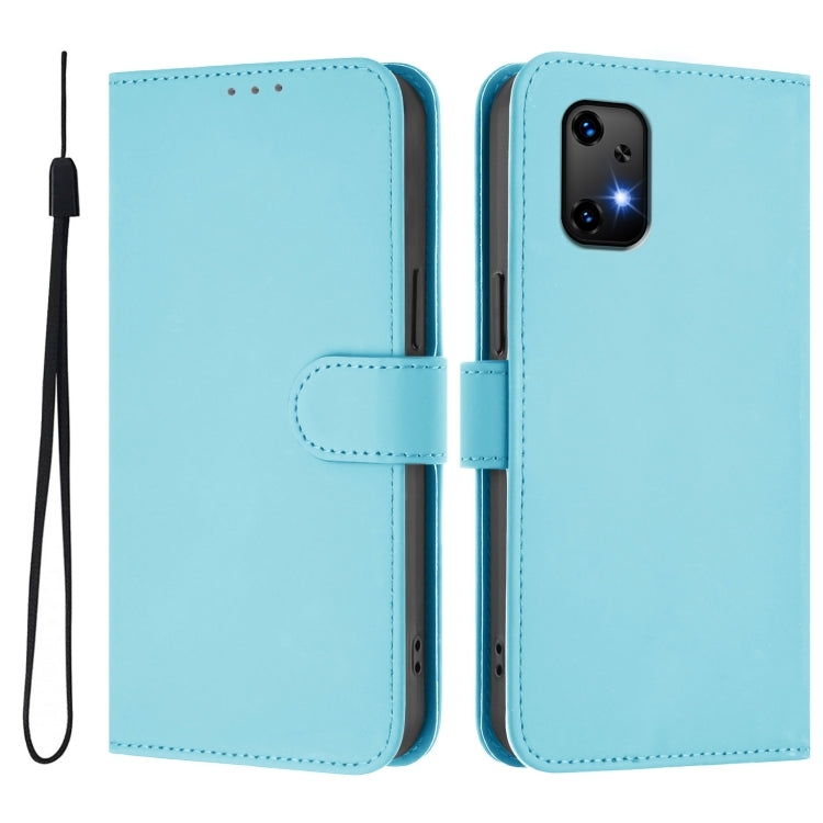 For Umidigi Bison X20 Skin Feel Solid Color Leather Phone Case with Lanyard