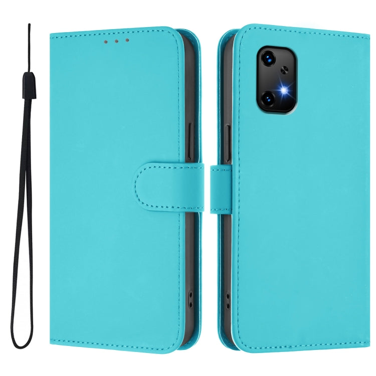 For Umidigi Bison X20 Skin Feel Solid Color Leather Phone Case with Lanyard