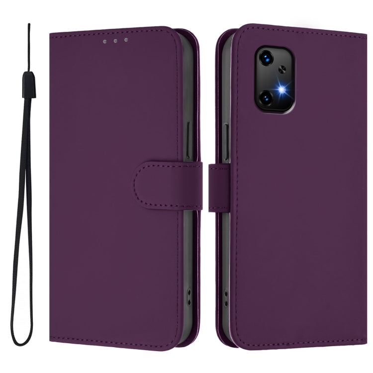 For Umidigi Bison X20 Skin Feel Solid Color Leather Phone Case with Lanyard