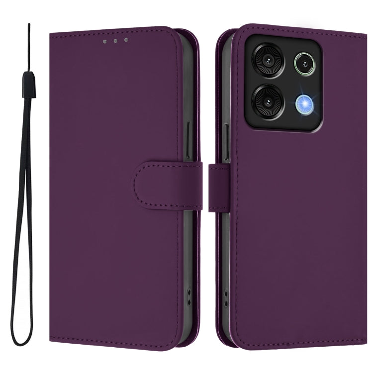 For Umidigi G9 5G Skin Feel Solid Color Leather Phone Case with Lanyard