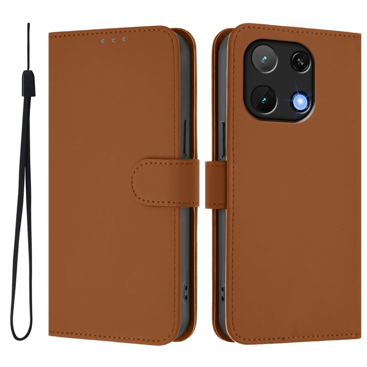 For Umidigi Note 90 Skin Feel Solid Color Leather Phone Case with Lanyard