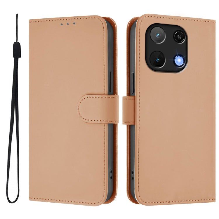 For Umidigi Note 90 Skin Feel Solid Color Leather Phone Case with Lanyard