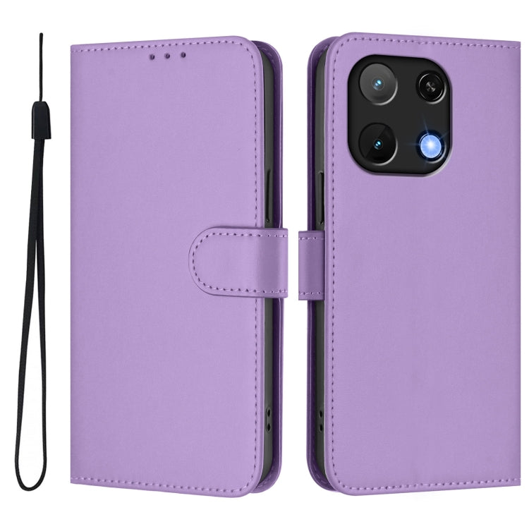For Umidigi Note 90 Skin Feel Solid Color Leather Phone Case with Lanyard