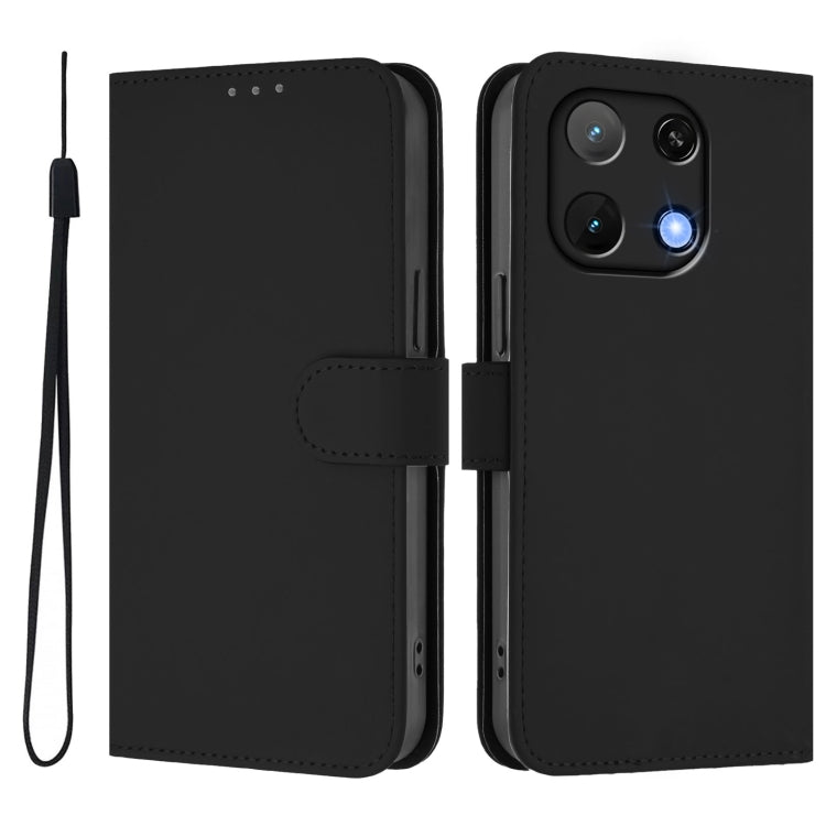 For Umidigi Note 90 Skin Feel Solid Color Leather Phone Case with Lanyard
