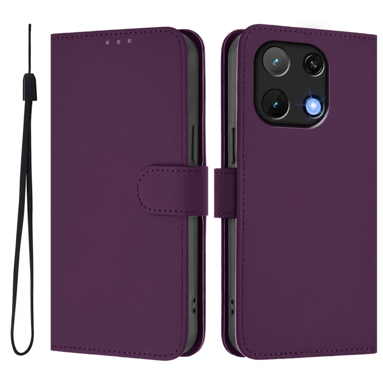 For Umidigi Note 90 Skin Feel Solid Color Leather Phone Case with Lanyard