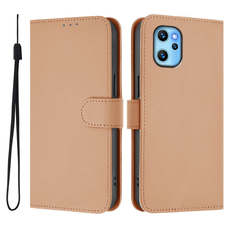 For Umidigi Power 7 Max Skin Feel Solid Color Leather Phone Case with Lanyard