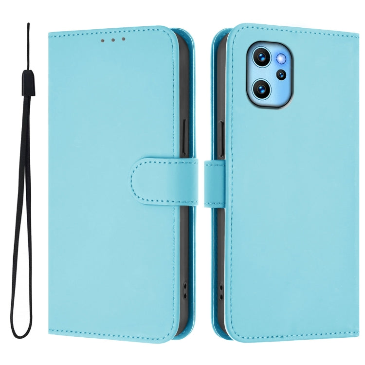 For Umidigi Power 7 Max Skin Feel Solid Color Leather Phone Case with Lanyard