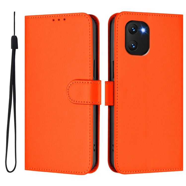 For Umidigi Power 7 / 7S Skin Feel Solid Color Leather Phone Case with Lanyard