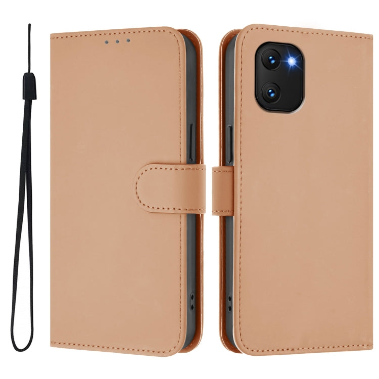 For Umidigi Power 7 / 7S Skin Feel Solid Color Leather Phone Case with Lanyard