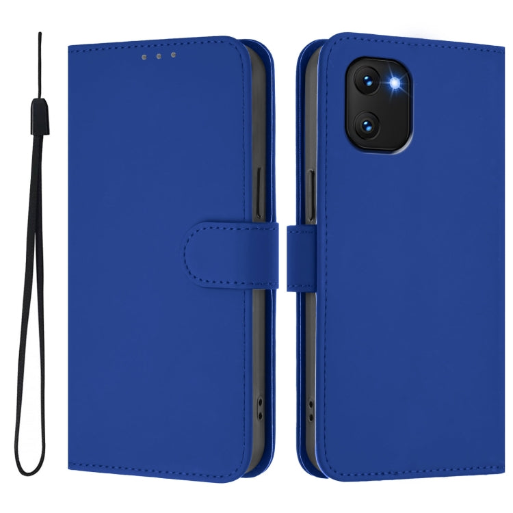 For Umidigi Power 7 / 7S Skin Feel Solid Color Leather Phone Case with Lanyard