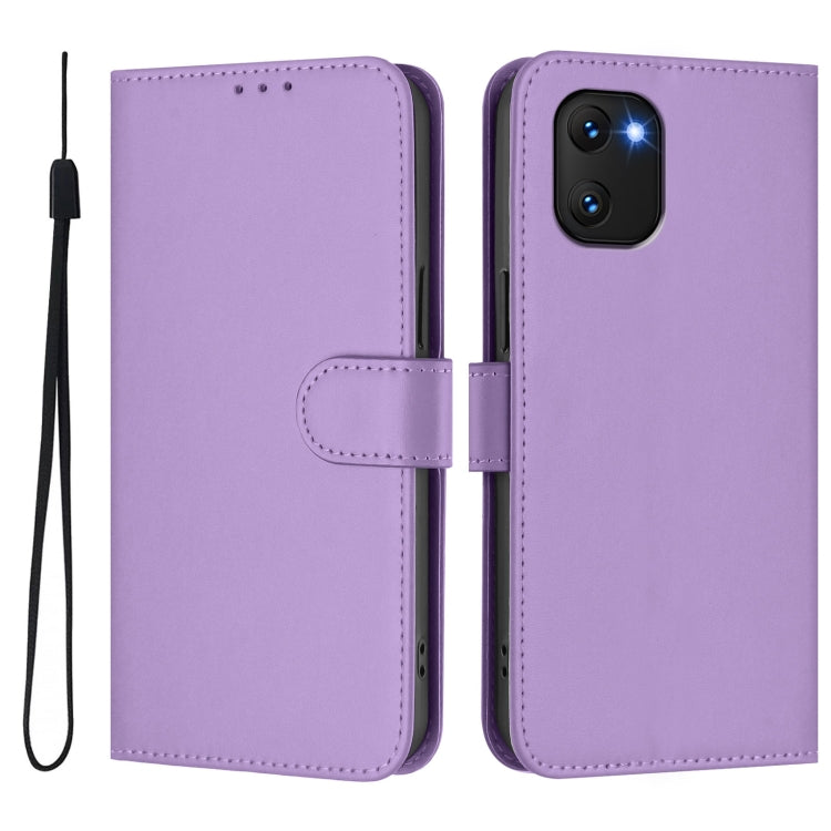 For Umidigi Power 7 / 7S Skin Feel Solid Color Leather Phone Case with Lanyard