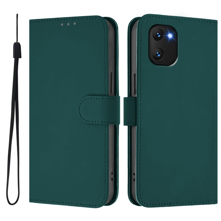 For Umidigi Power 7 / 7S Skin Feel Solid Color Leather Phone Case with Lanyard