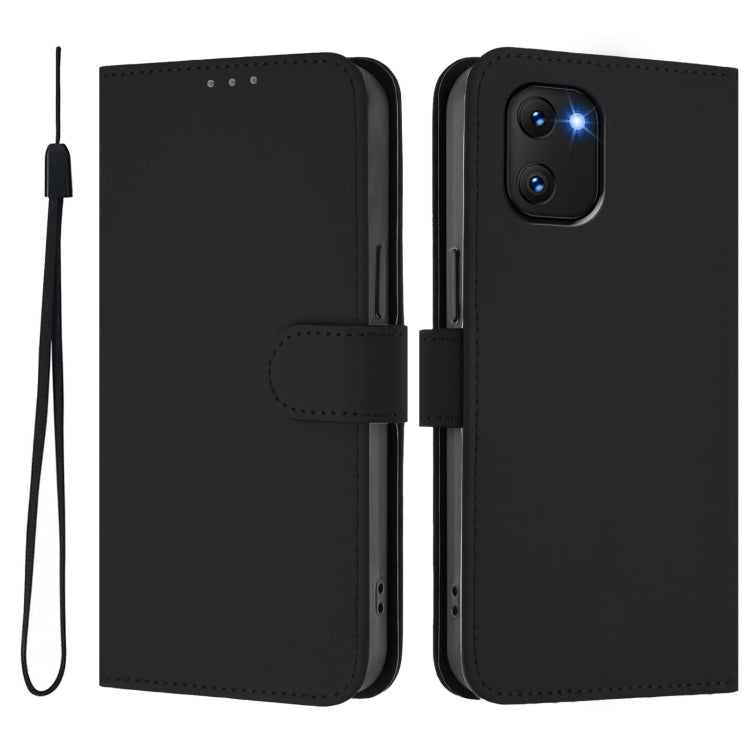 For Umidigi Power 7 / 7S Skin Feel Solid Color Leather Phone Case with Lanyard