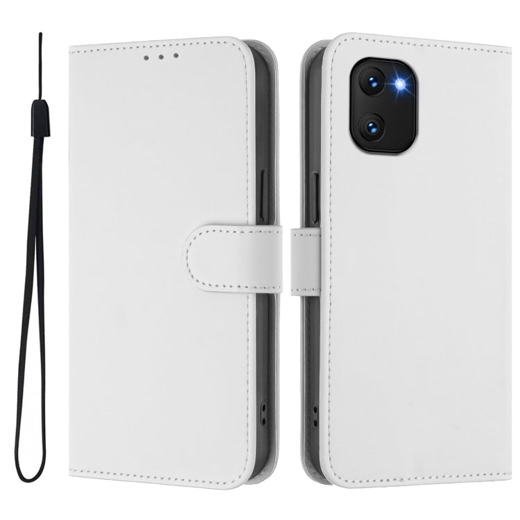 For Umidigi Power 7 / 7S Skin Feel Solid Color Leather Phone Case with Lanyard