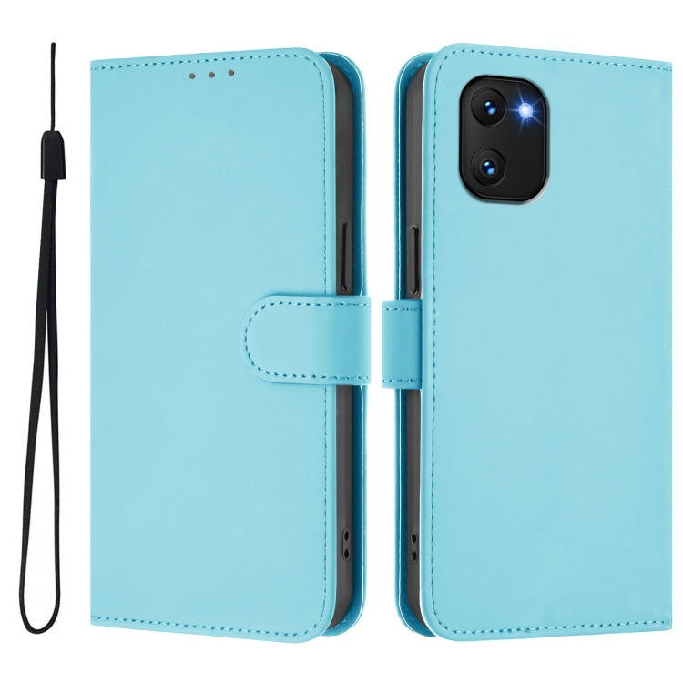 For Umidigi Power 7 / 7S Skin Feel Solid Color Leather Phone Case with Lanyard