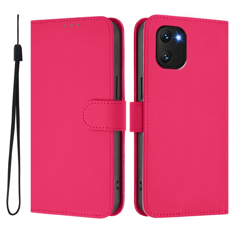 For Umidigi Power 7 / 7S Skin Feel Solid Color Leather Phone Case with Lanyard