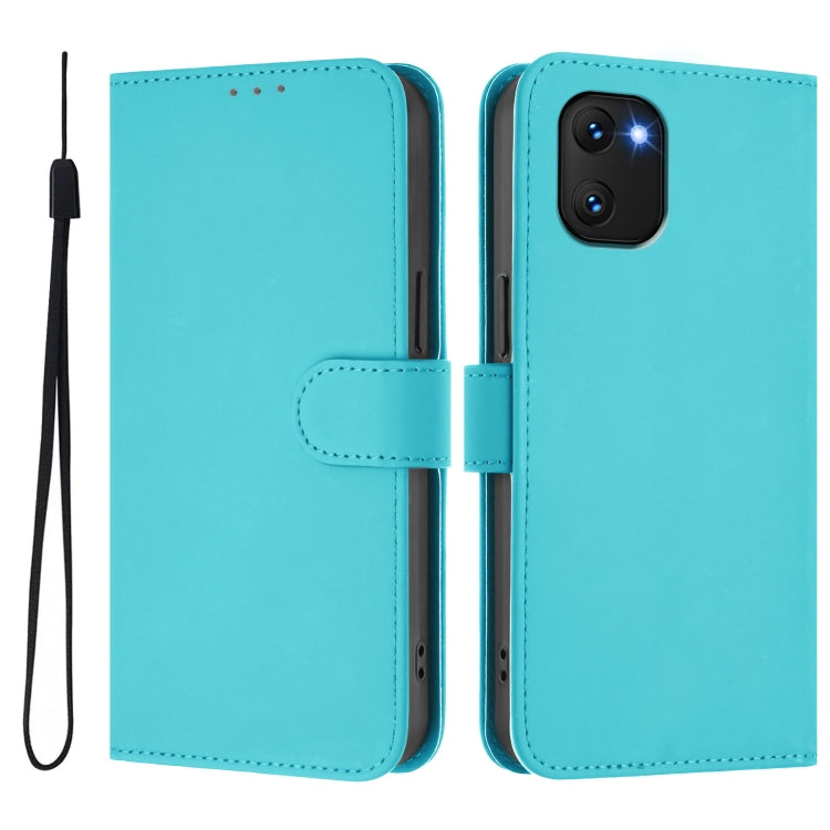 For Umidigi Power 7 / 7S Skin Feel Solid Color Leather Phone Case with Lanyard