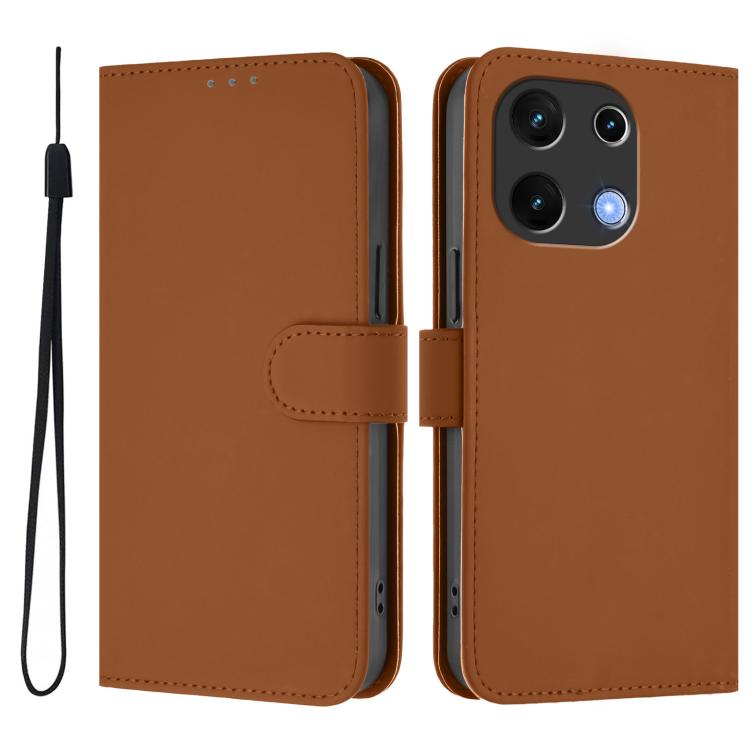For Umidigi Note 100 Skin Feel Solid Color Leather Phone Case with Lanyard