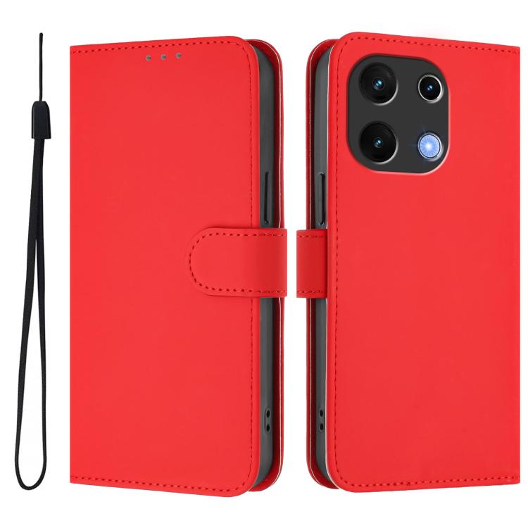 For Umidigi Note 100 Skin Feel Solid Color Leather Phone Case with Lanyard
