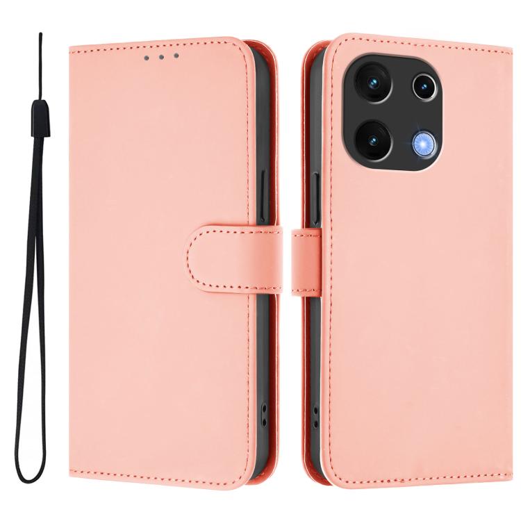 For Umidigi Note 100 Skin Feel Solid Color Leather Phone Case with Lanyard