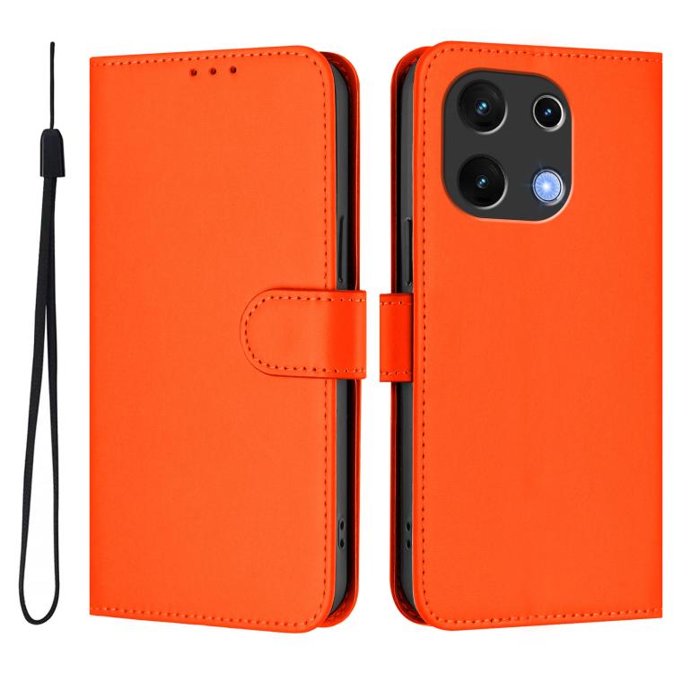 For Umidigi Note 100 Skin Feel Solid Color Leather Phone Case with Lanyard