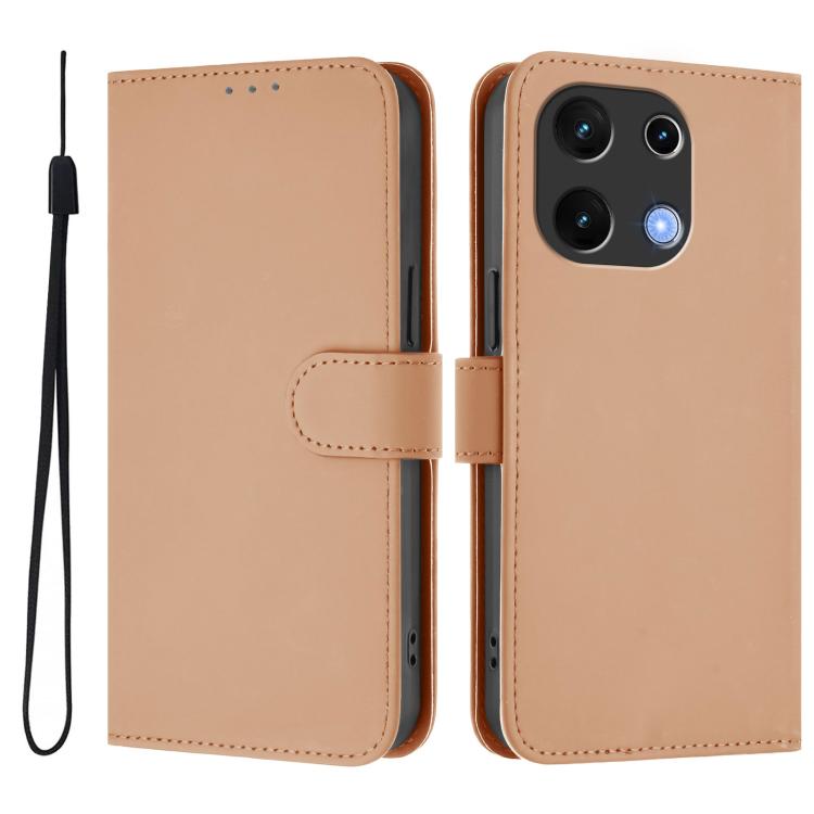 For Umidigi Note 100 Skin Feel Solid Color Leather Phone Case with Lanyard