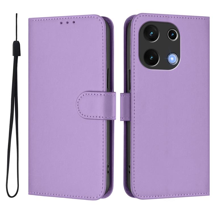 For Umidigi Note 100 Skin Feel Solid Color Leather Phone Case with Lanyard