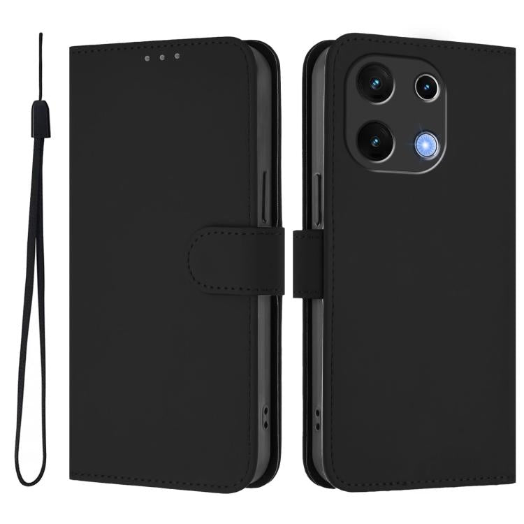 For Umidigi Note 100 Skin Feel Solid Color Leather Phone Case with Lanyard