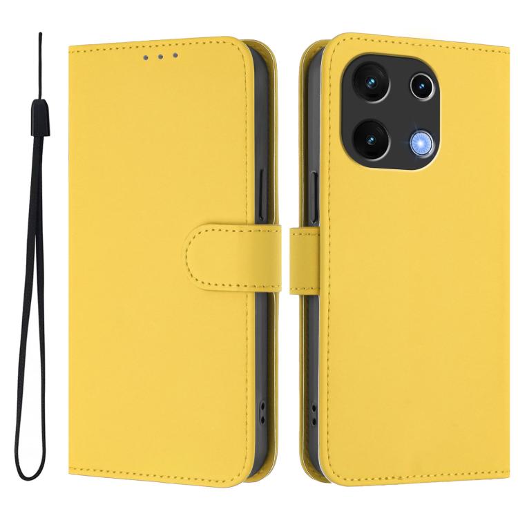 For Umidigi Note 100 Skin Feel Solid Color Leather Phone Case with Lanyard