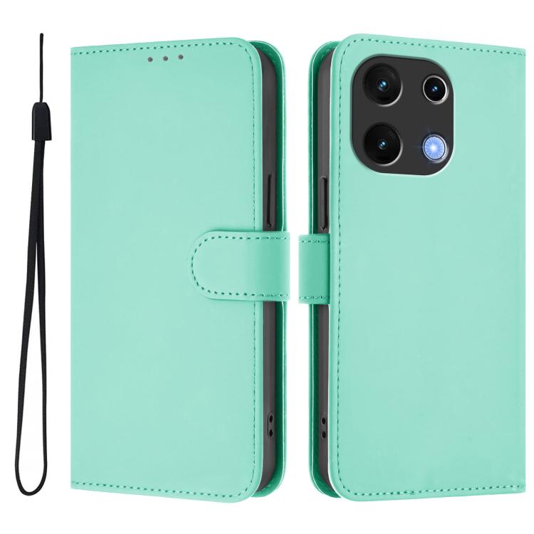 For Umidigi Note 100 Skin Feel Solid Color Leather Phone Case with Lanyard