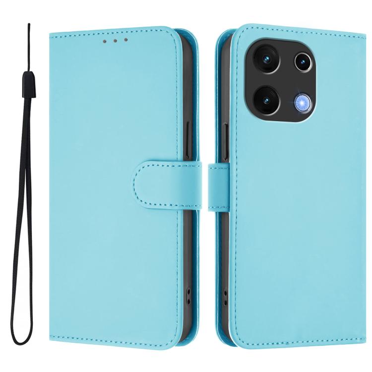 For Umidigi Note 100 Skin Feel Solid Color Leather Phone Case with Lanyard