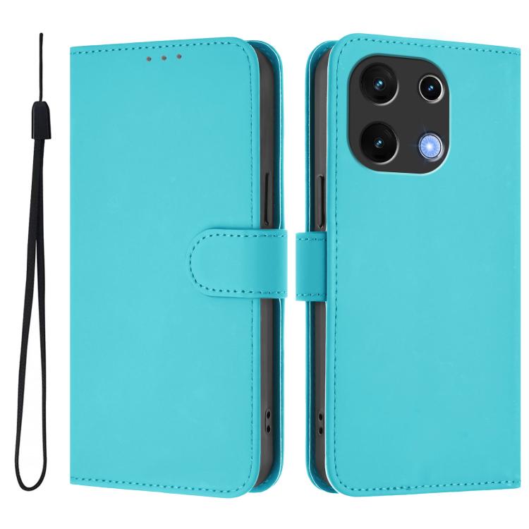 For Umidigi Note 100 Skin Feel Solid Color Leather Phone Case with Lanyard