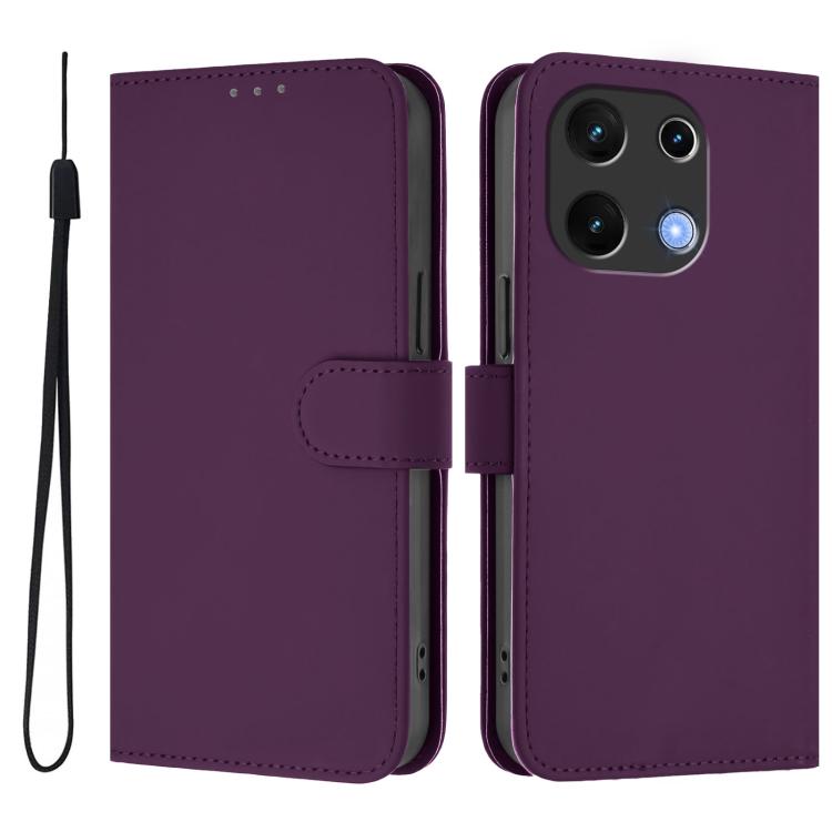 For Umidigi Note 100 Skin Feel Solid Color Leather Phone Case with Lanyard