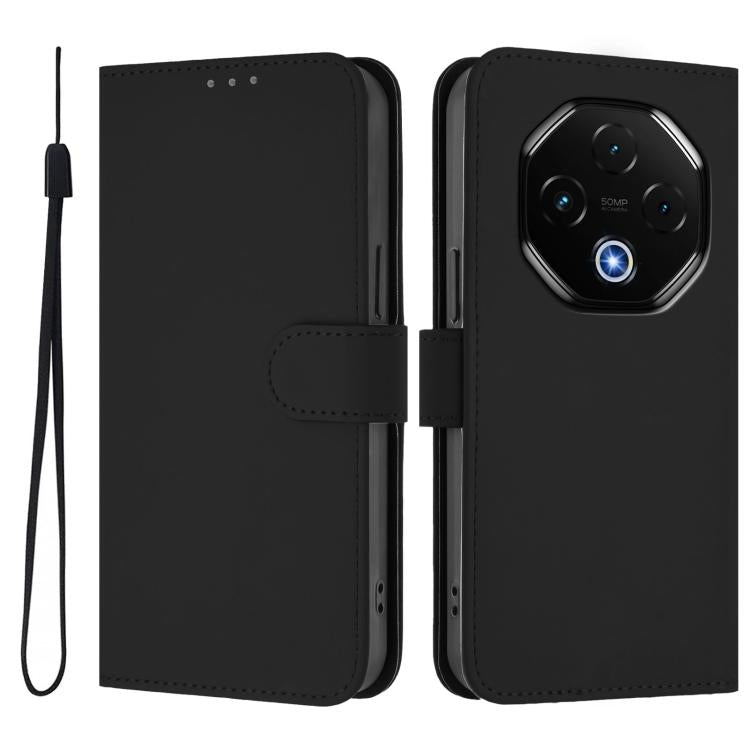 For Umidigi G100 Pro Skin Feel Solid Color Leather Phone Case with Lanyard
