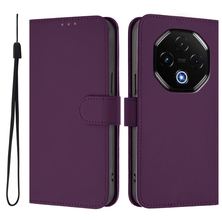 For Umidigi G100 Pro Skin Feel Solid Color Leather Phone Case with Lanyard