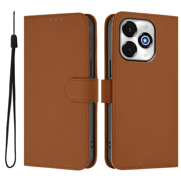 For Umidigi G100X 5G / 4G Skin Feel Solid Color Leather Phone Case with Lanyard