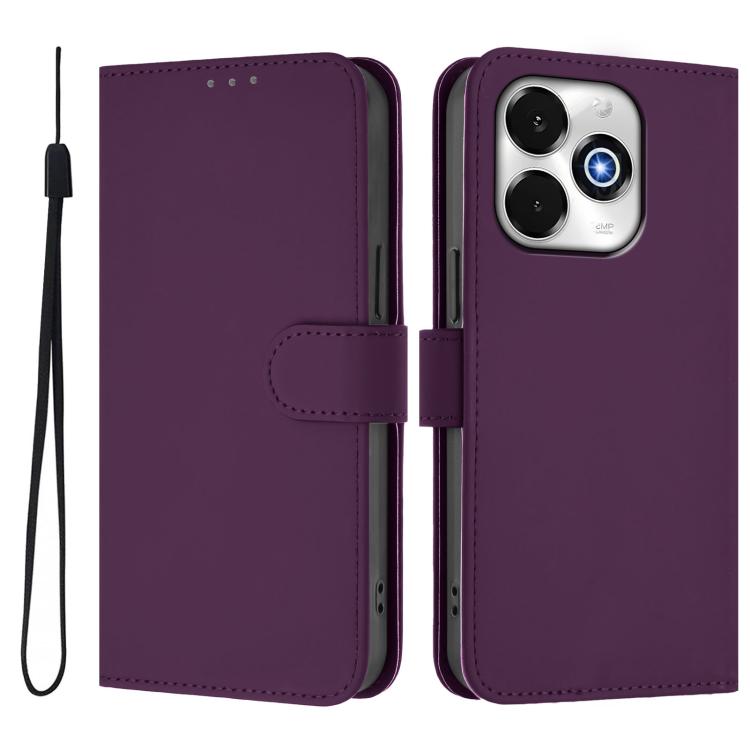 For Umidigi G100X 5G / 4G Skin Feel Solid Color Leather Phone Case with Lanyard