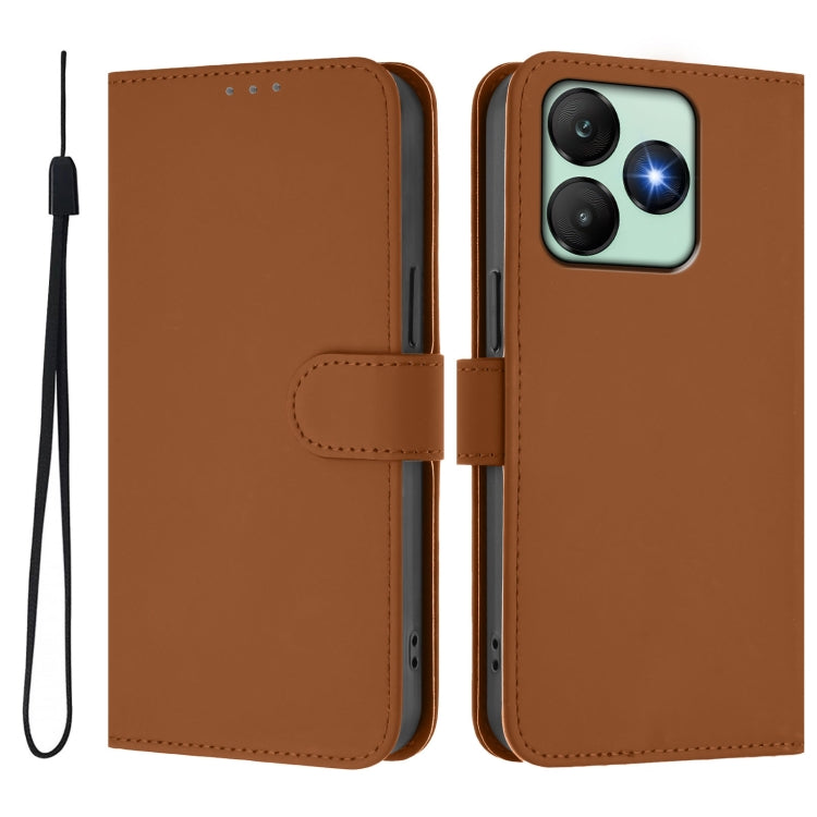 For Wiko T20 Skin Feel Solid Color Leather Phone Case with Lanyard