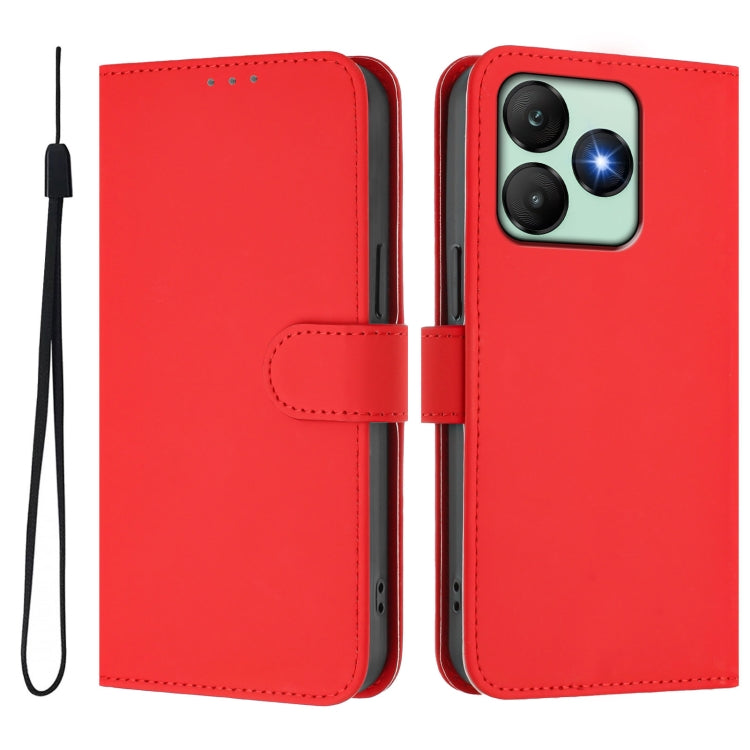 For Wiko T20 Skin Feel Solid Color Leather Phone Case with Lanyard